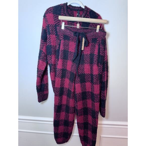 Skims Cozy Knit Jogger Pant Sherpa Brick Buffalo Check L/XL - Picture 4 of 7